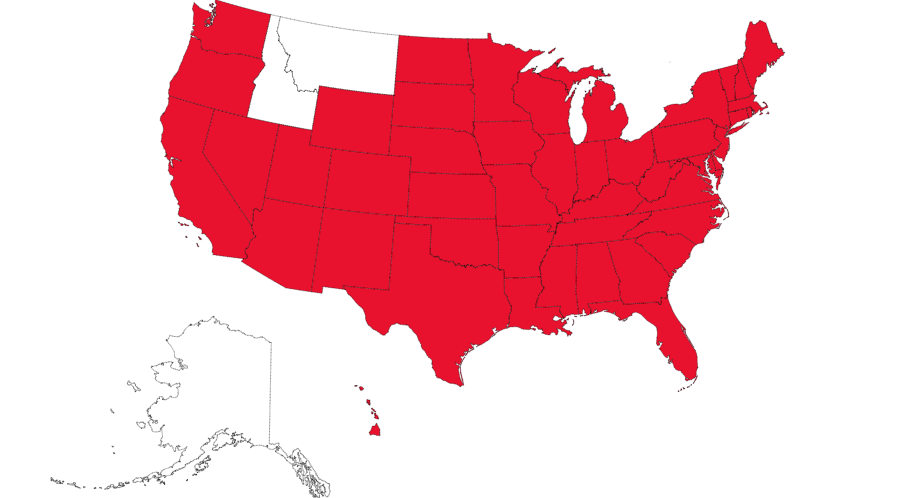 Map of work completed in the United States