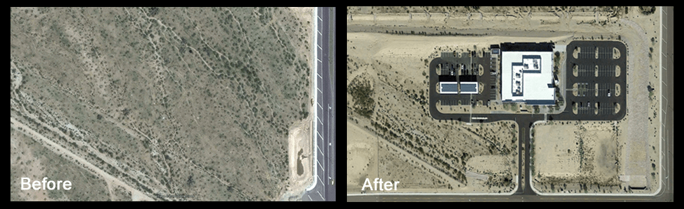 Before and after land development images